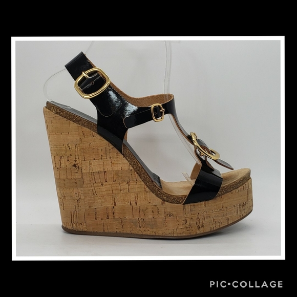 Pedro Garcia Platform Cork Wedge Sandals Size 8 - Picture 8 of 11